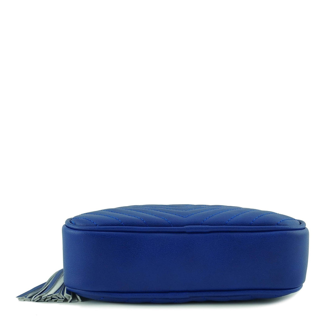Simple Royal Blue Crossbody Bag w/ Chain Strap & Tassel Closure