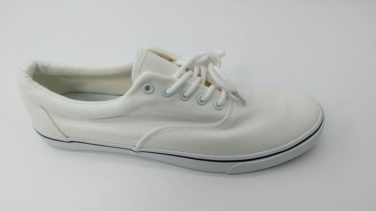 Mens Size 12 White Canvas Sneakers Low Top Fashion Shoes