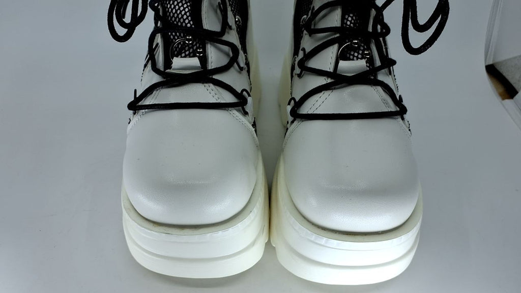 Gothic Style Platform Ankle Boots for Women High Heel Lace Up White 8