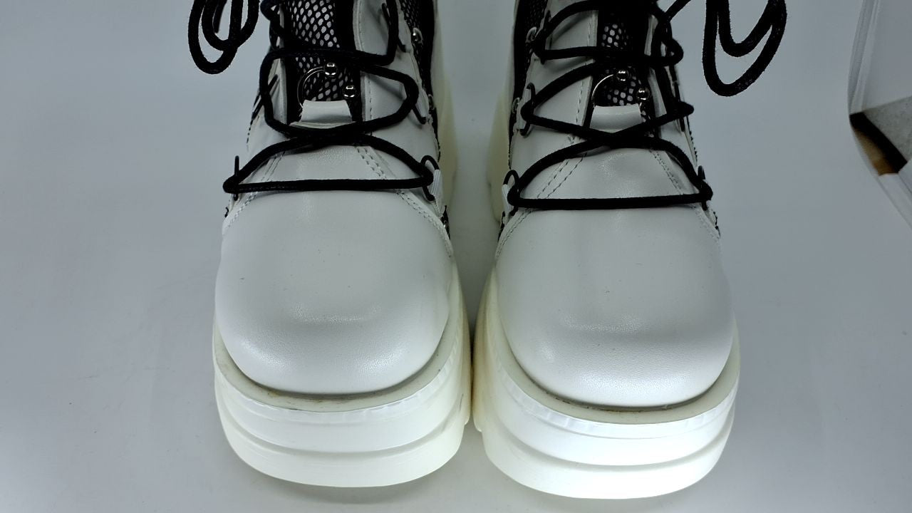 Gothic Style Platform Ankle Boots for Women High Heel Lace Up White 8