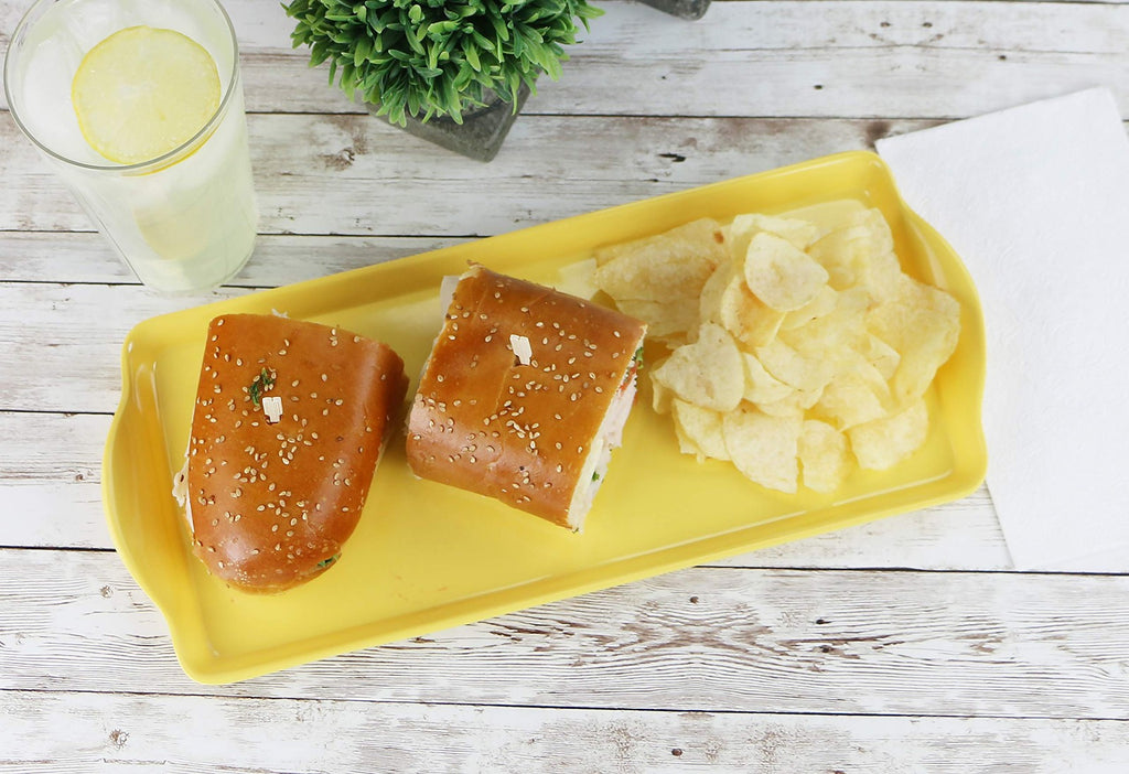 Lemon Melamine Tidbit Tray, 14.75"L x 6.5"W, Food Safe & Dishwasher Safe