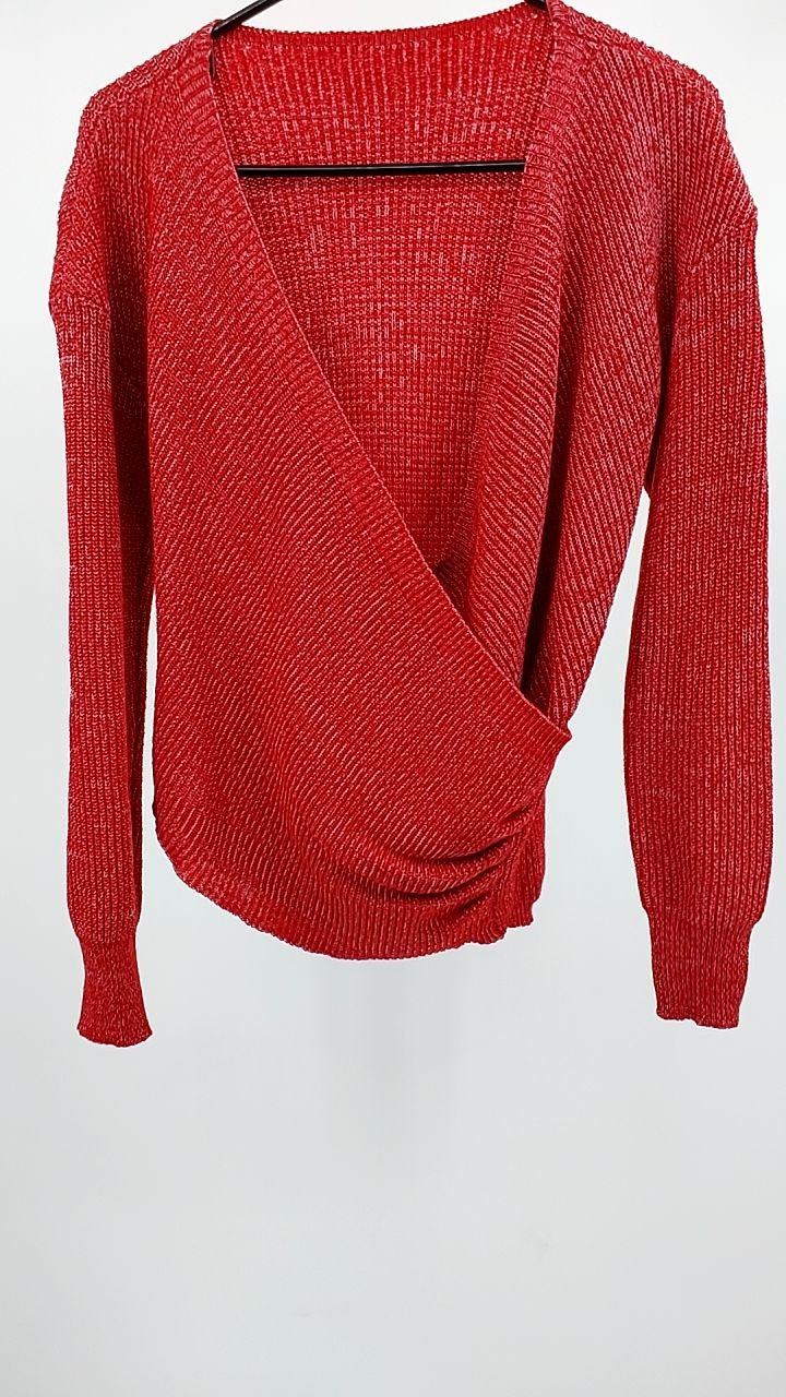 Surplice Long Sleeve Knit Top
