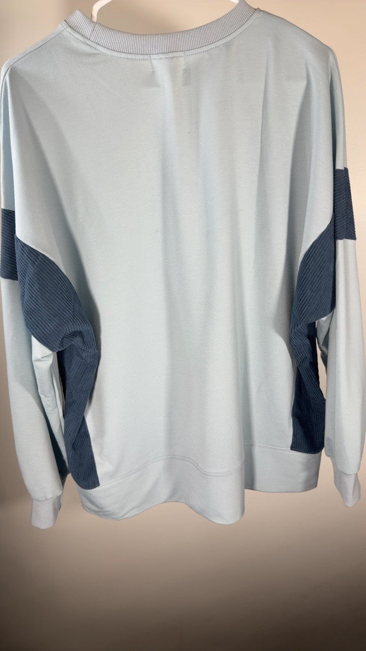 Slit Round Neck Long Sleeve Sweatshirt