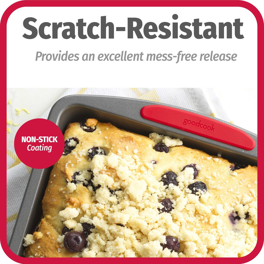 8x8-Inch Non-Stick Baking Pan w/ Silicone Grip Handles - Gray