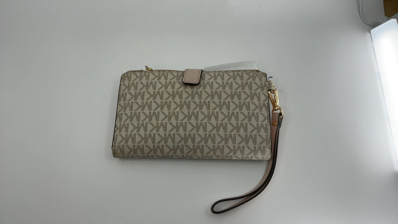 Michael Kors Jet Set Double Zip Wristlet, Gold-Tone Hardware/Vanilla/Soft Pink