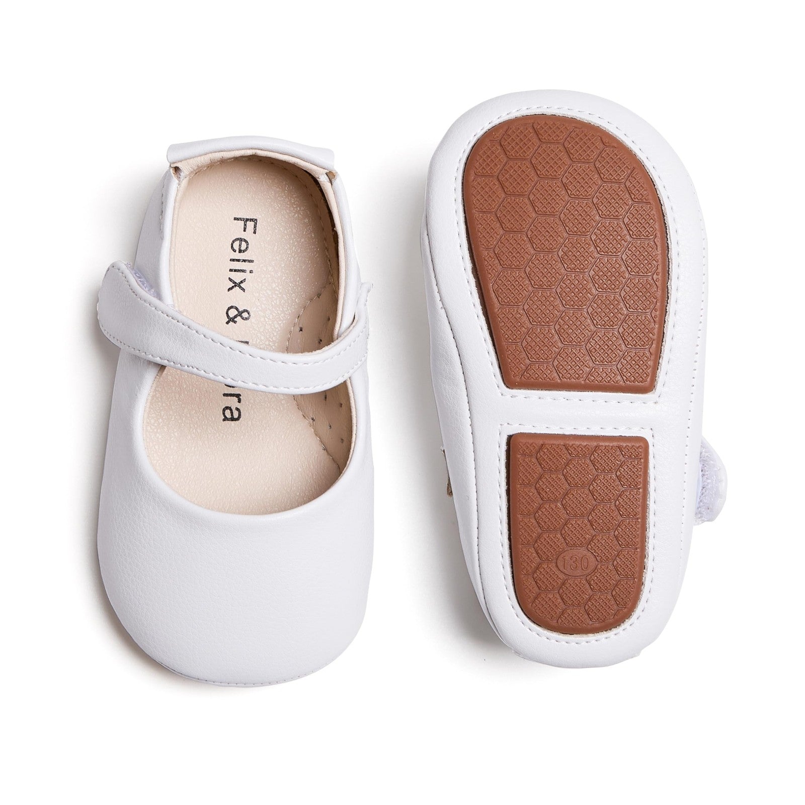 White Baby Walking Shoes 12-18 Months Moccasins by Felix & Flora