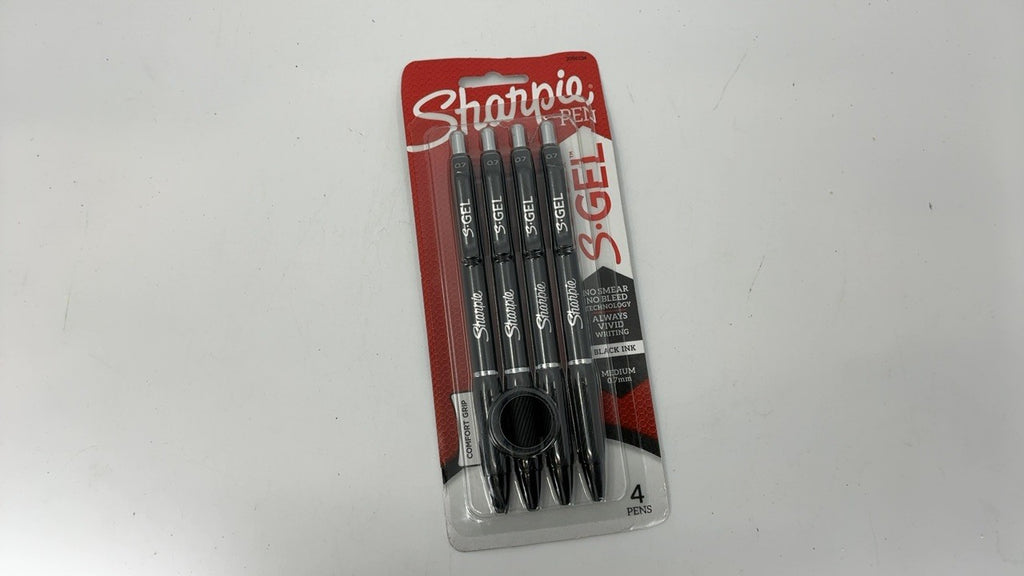 Sharpie S-Gel Pens 0.7mm Black Ink 4 Count - No Smear, Comfortable Grip