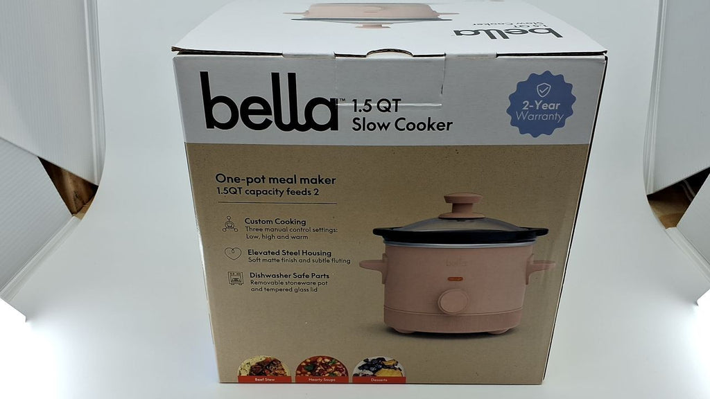 1.5 Qt Slow Cooker, Bella Blossom, Dishwasher Safe Stoneware, 3 Settings