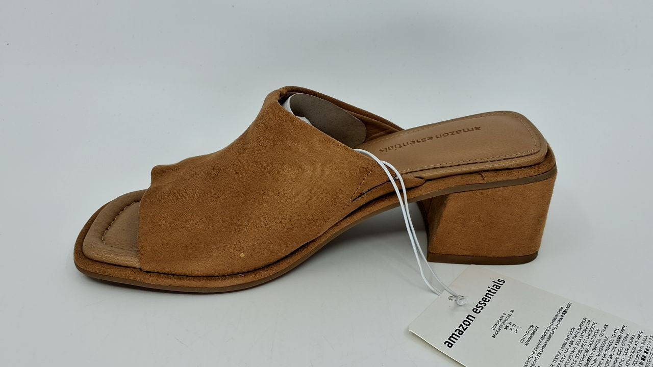 Amazon Essentials Women's Block Heel Mule, Tan Faux Microsuede, 6