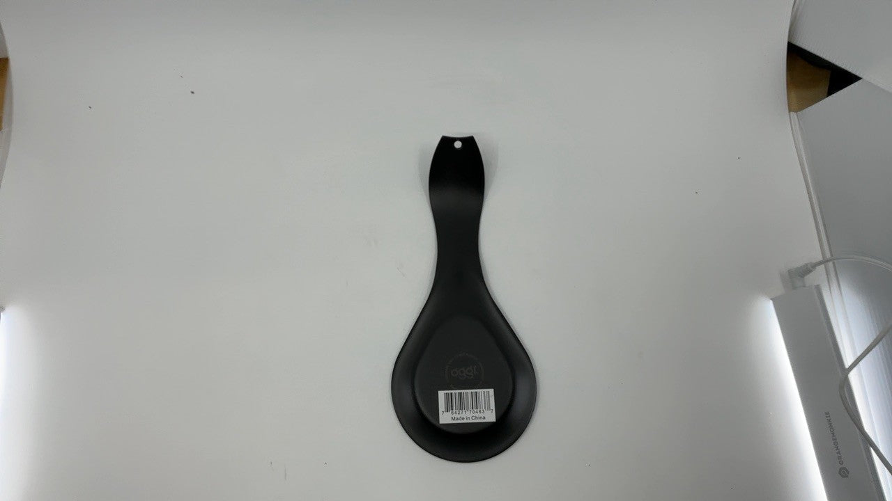 Stainless Steel Spoon Rest w/ Long Handle, Black Kitchen Utensil Holder
