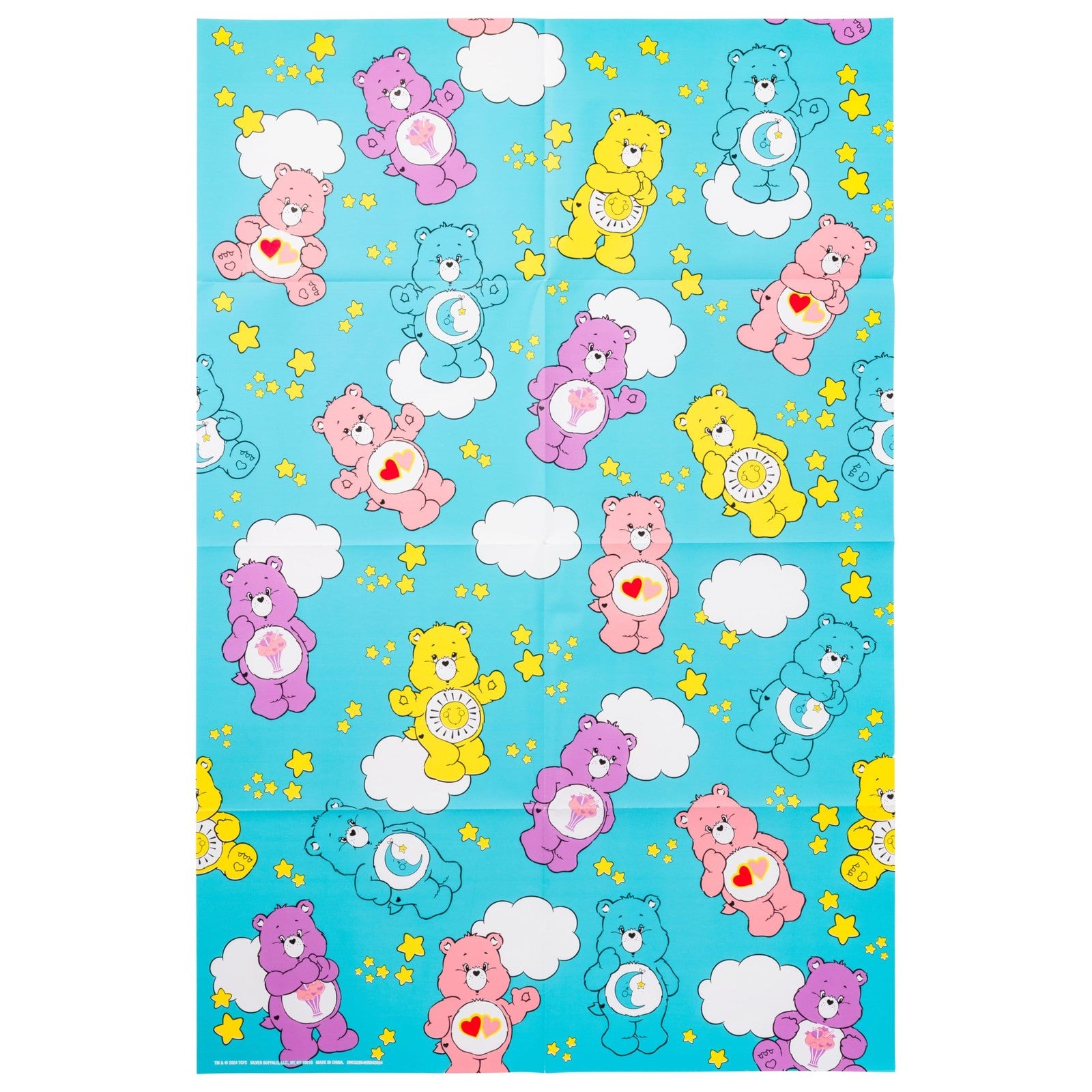 Nostalgic Care Bears Wrapping Paper 12 Sheets 20" x 30" Clouds & Stars