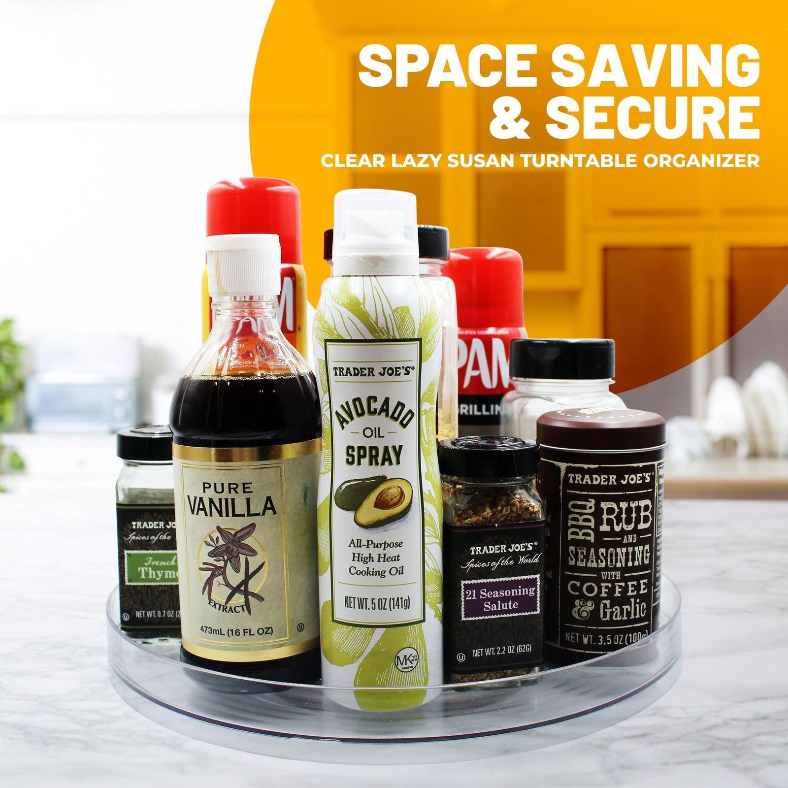 Heavy Duty 11.5 In Lazy Susan - Clear Plastic Organizer for Kitchen & Bath