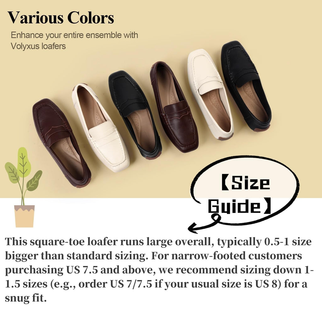 Comfortable Women's Beige Loafers, Slip On, Square Toe, Lightweight
