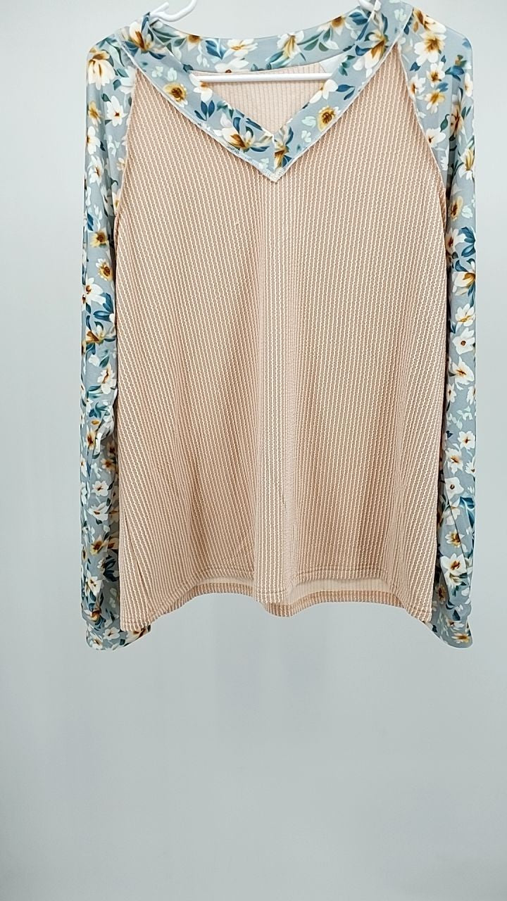 Floral Long Sleeve Round Neck Blouse
