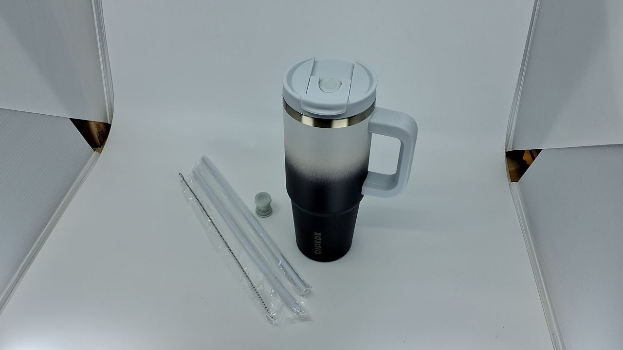 BJPKPK 30oz Stainless Steel Tumbler w/ Handle, Lid & Straw, Day & Night