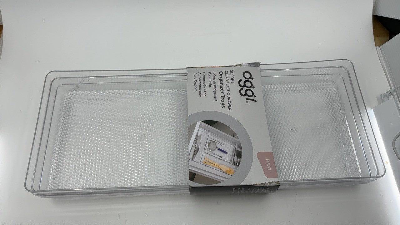 Clear Drawer Organizers Set of 3 - Ideal for Kitchen & Office Storage