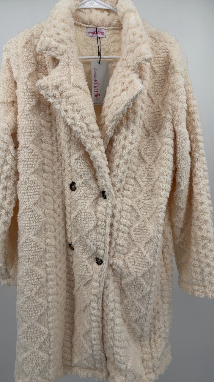 Fleece Double-Breasted Longline Coat