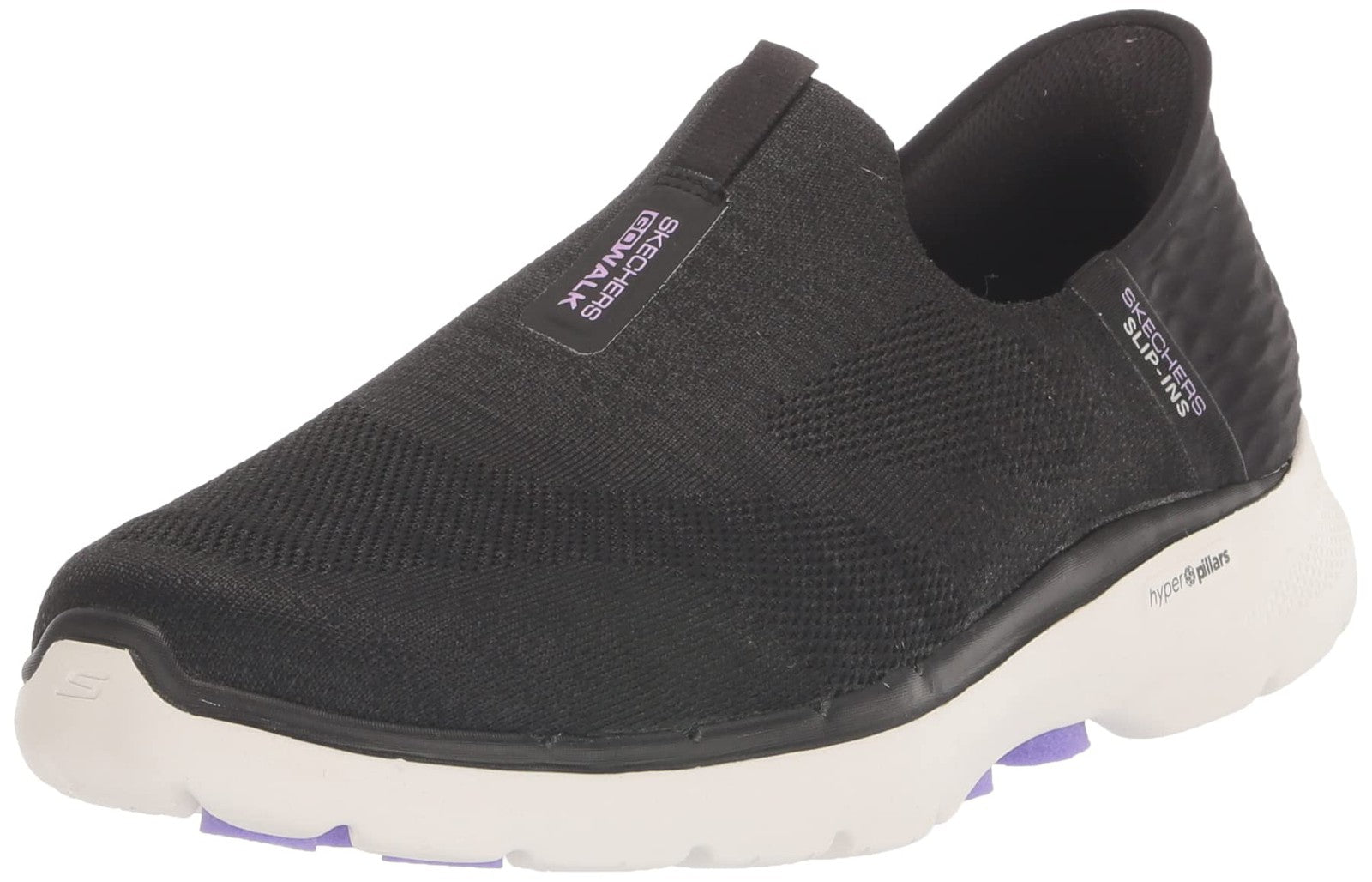 Skechers Women's Hands Free Slip-ins Go Walk 6 Sneakers, 8.5 Black/Lavender