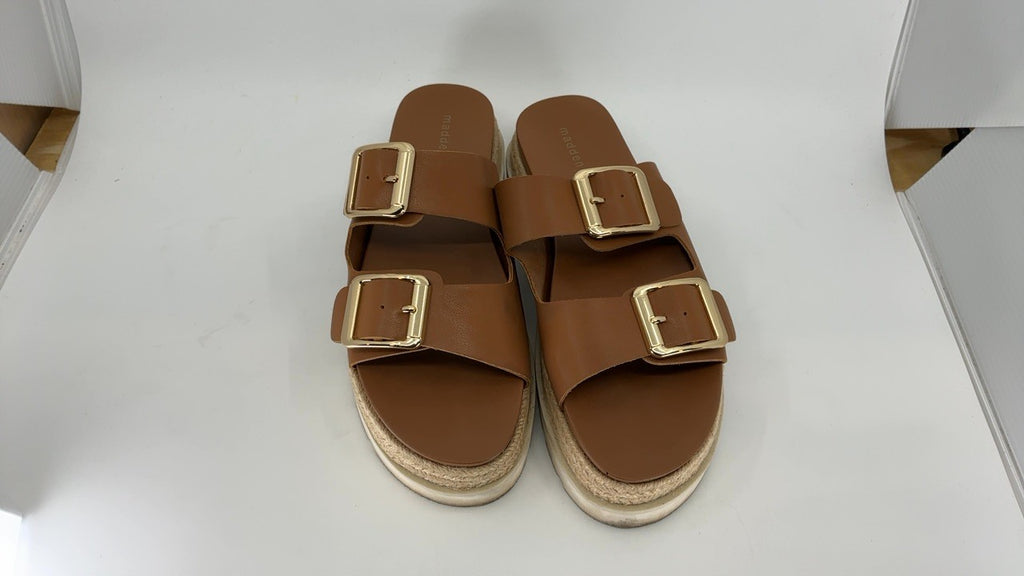 Madden Girl Women's Mythicall Flat Sandal, Dark Caramel, 10
