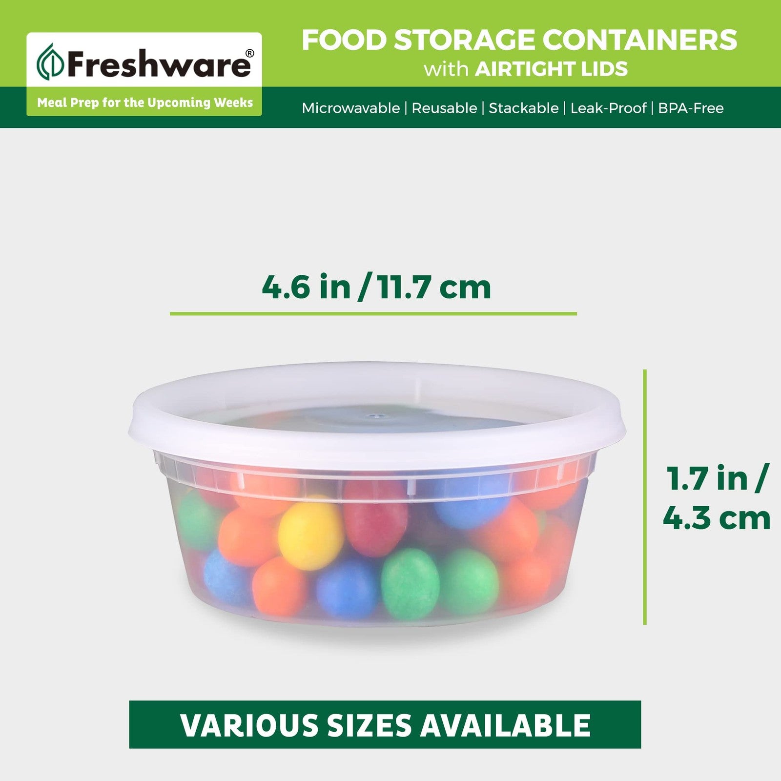 Leakproof 8 oz Food Storage Containers - 50 Set, Stackable & BPA Free