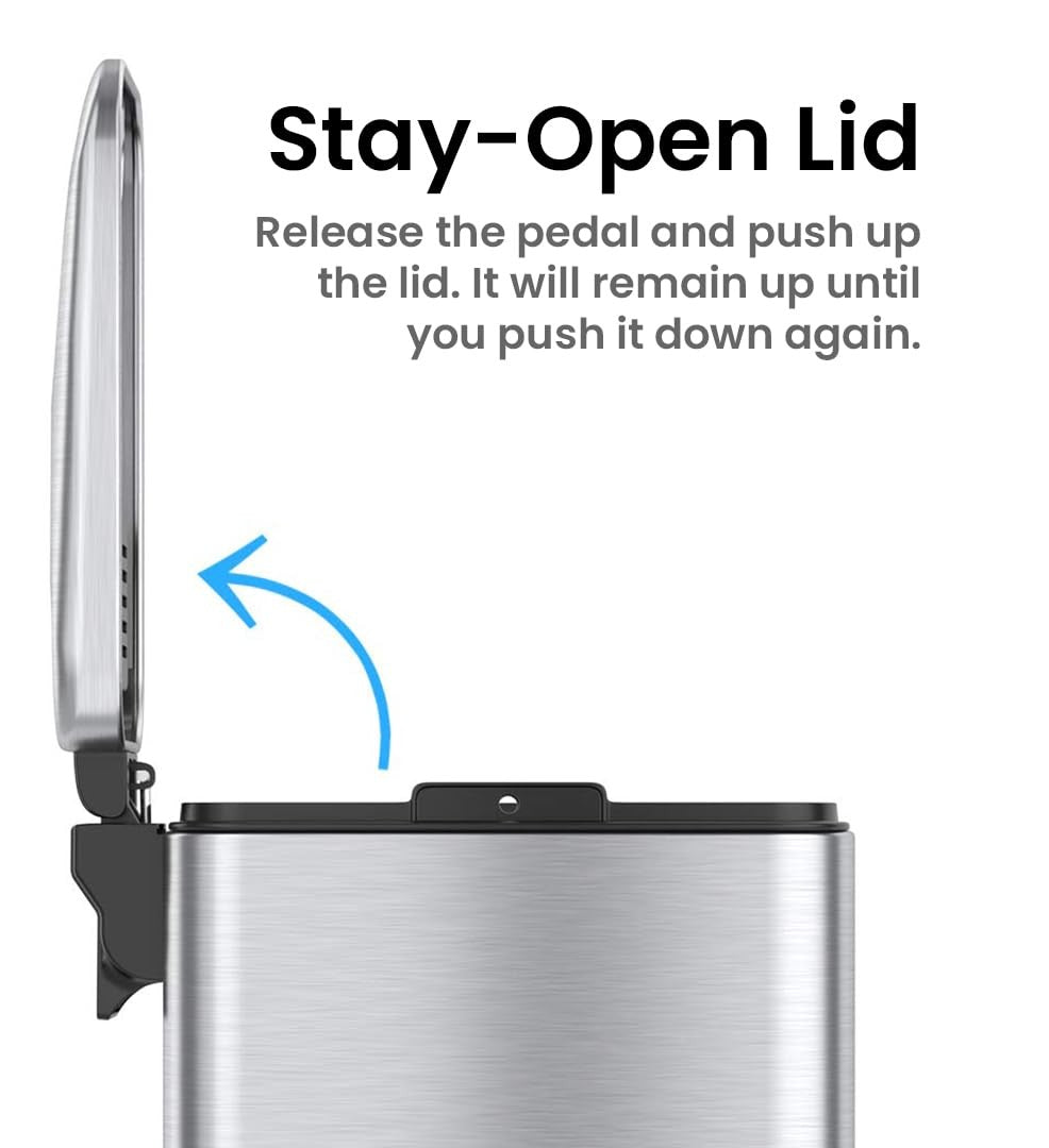 iTouchless 1.32 Gal Slim Trash Can w/ AbsorbX Odor Filter - Stainless Steel