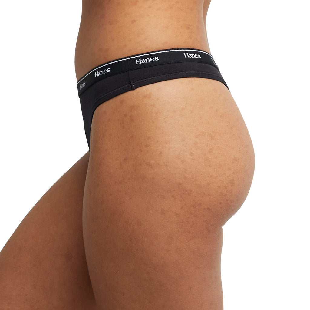 Women's Thong Underwear 6-Pack, Hanes, Cotton Blend, Small, Assorted Colors
