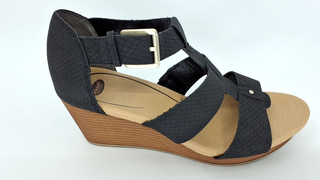 Dr. Scholl's Shoes Women's Barton Wedge Platform Sandal,Black Snake Print,7.5