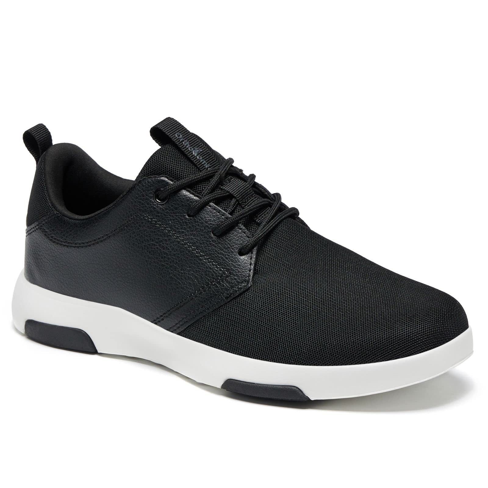 Men's Size 8 Fashion Sneakers Black w/ Arch Support for Foot Pain Relief