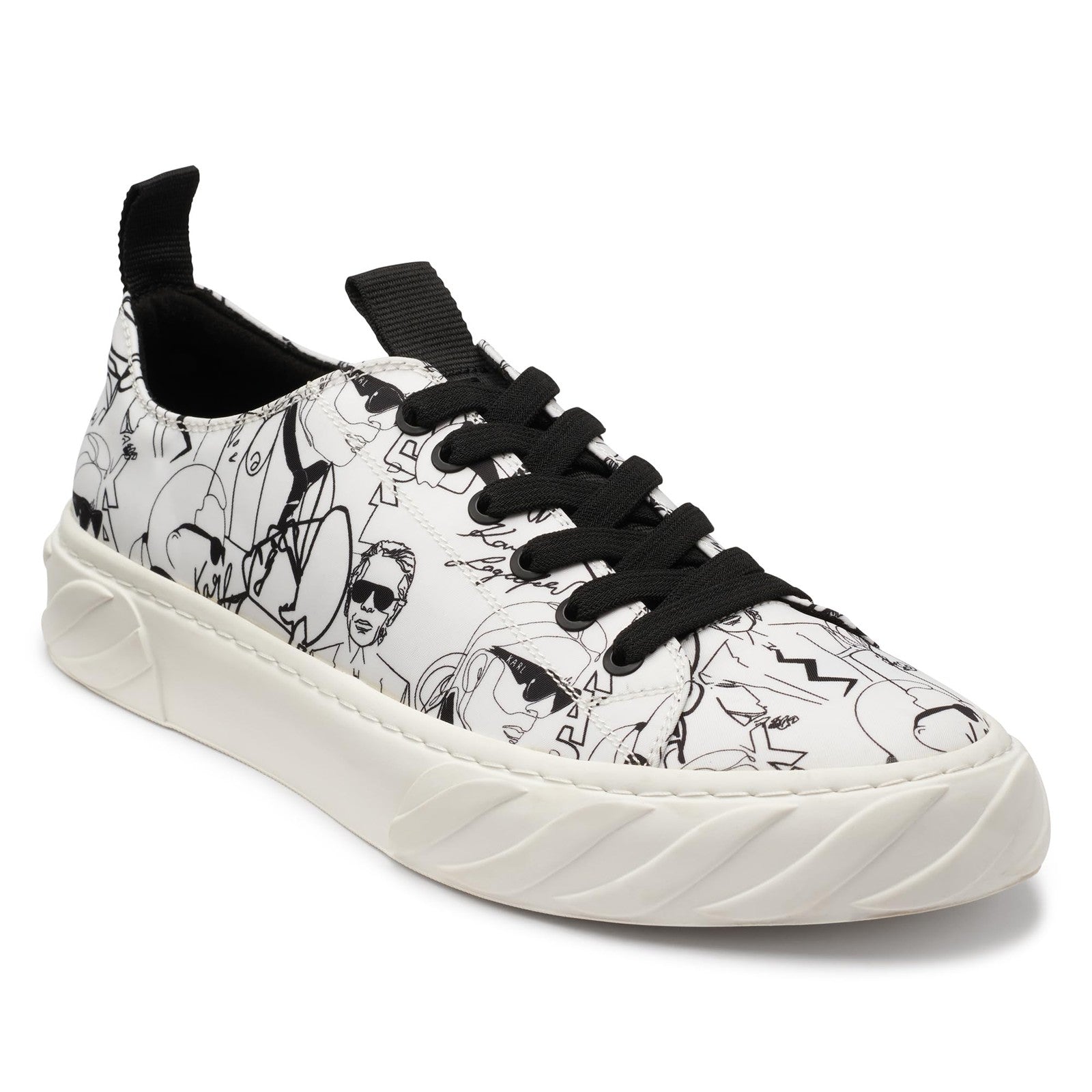 Karl Lagerfeld Paris Men's Logo Rubber Sole Low Top Sneaker, White, 9