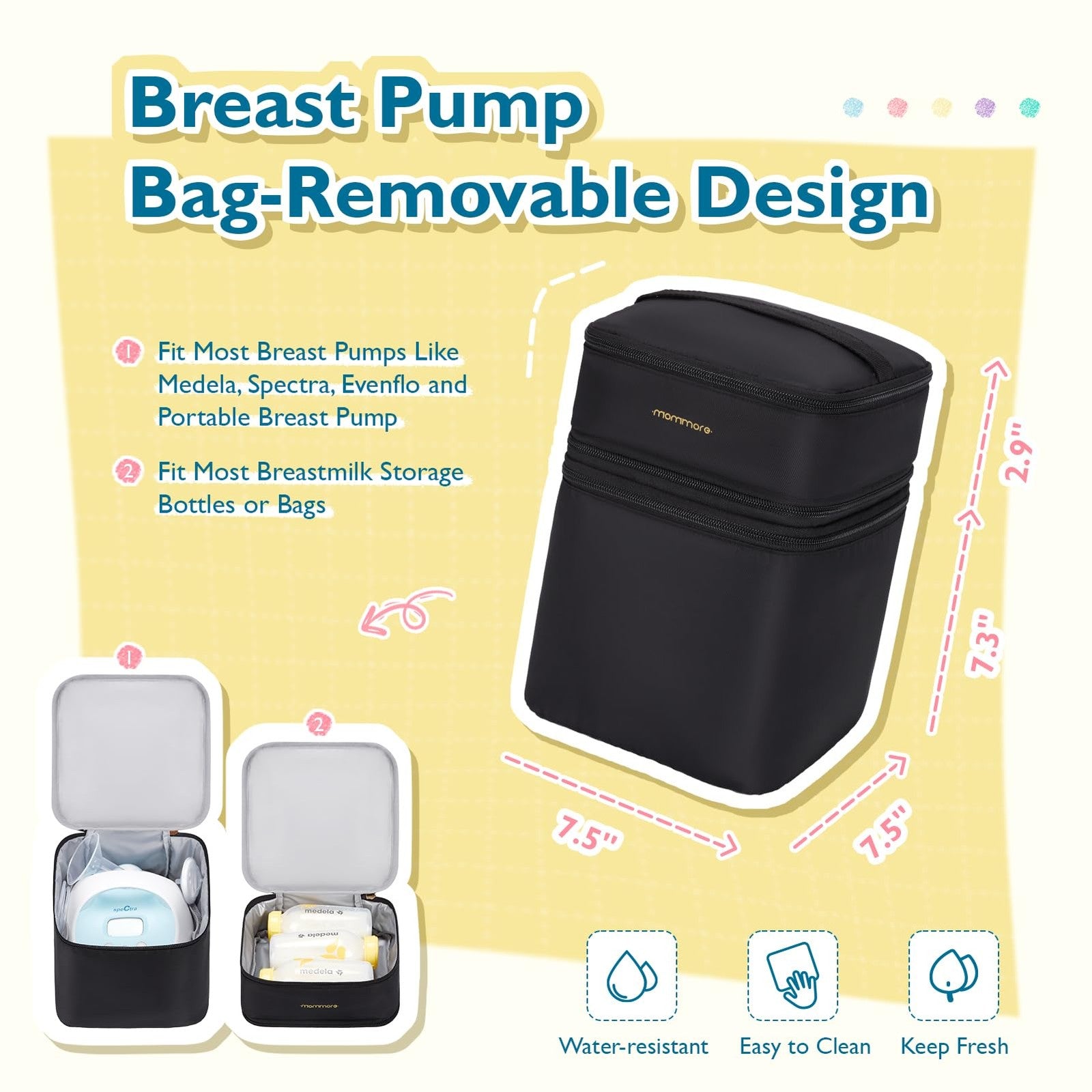 Large Diaper Bag w/ Breast Pump Cooler & 15in Laptop Compartment