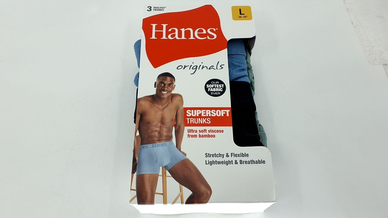 Men's Boxer Briefs, SuperSoft Trunks, Viscose Bamboo, 3-Pack, Large