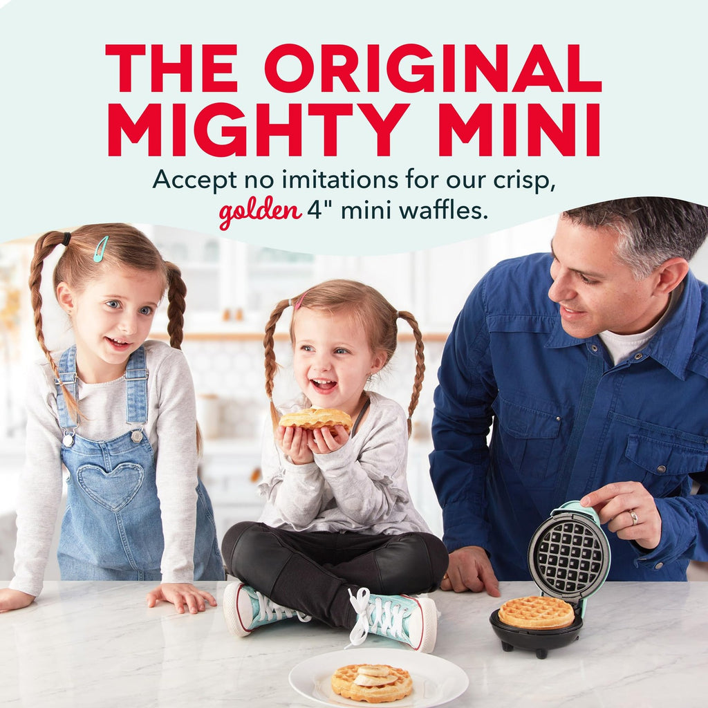 Mini Waffle Maker 4 In, DASH Nonstick Iron for Quick Breakfasts, Red
