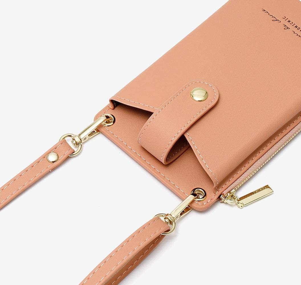 Small Pink Leather Crossbody Bag for Women - Lightweight Shoulder Purse