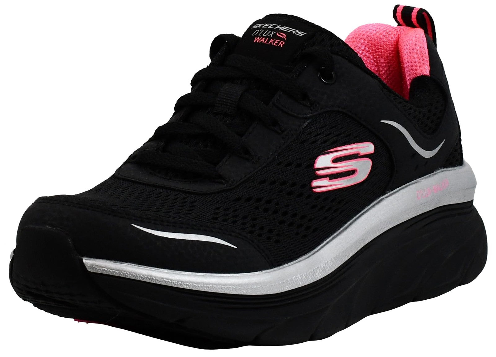 Skechers Women's D'lux Walker-Infinite Motion Sneaker, Black/Hot Pink, 8 M US