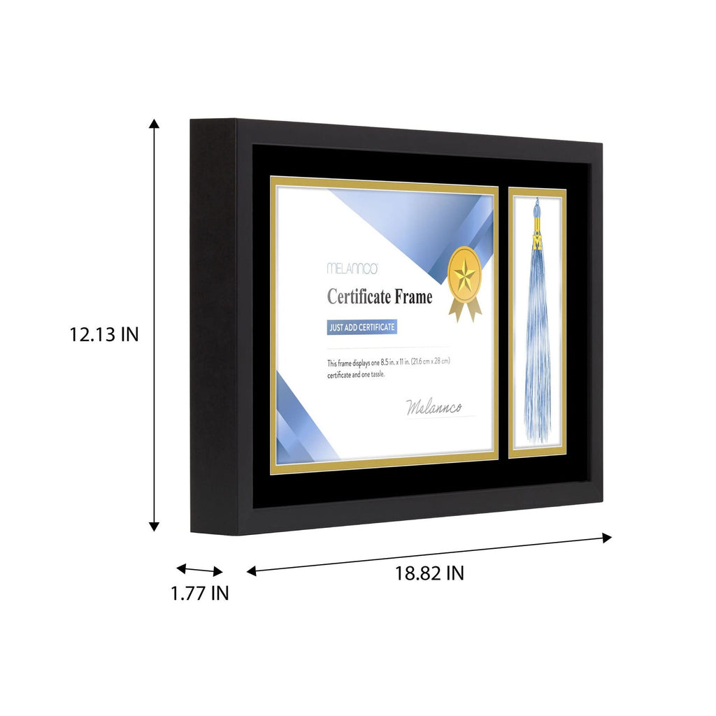 Melannco 18.8x12.1 In Black Diploma Frame for 8.5x11 In Certificate