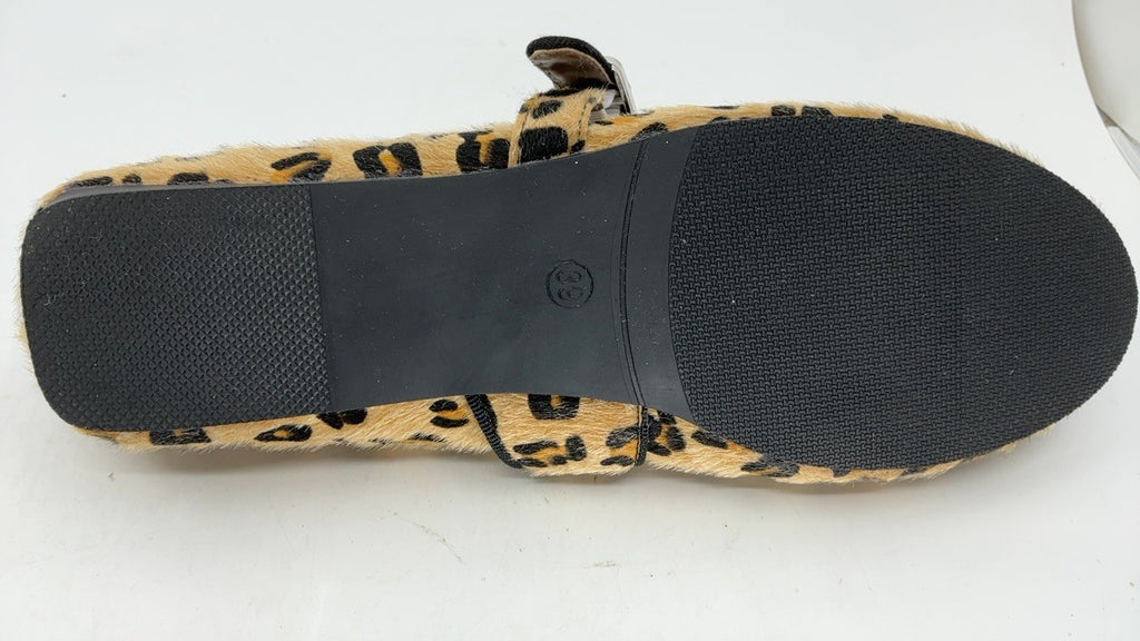 ATBELL Leopard Calf Hair Ballet Flats Women Size 8.5 Mary Jane Slip On