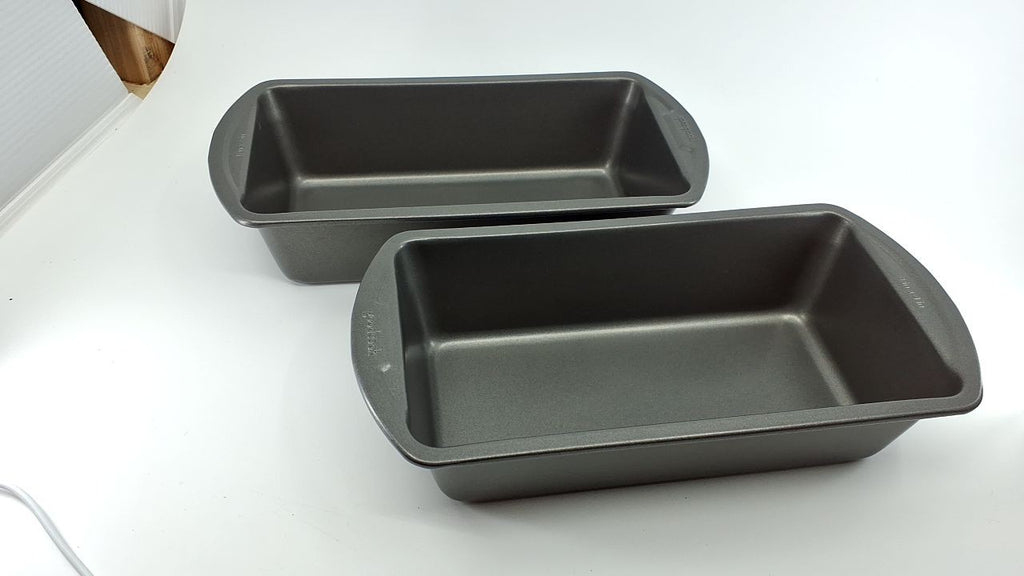 8x4-Inch Gray Nonstick Loaf Pans, Set of 2, Heavy-Duty Steel Bakeware