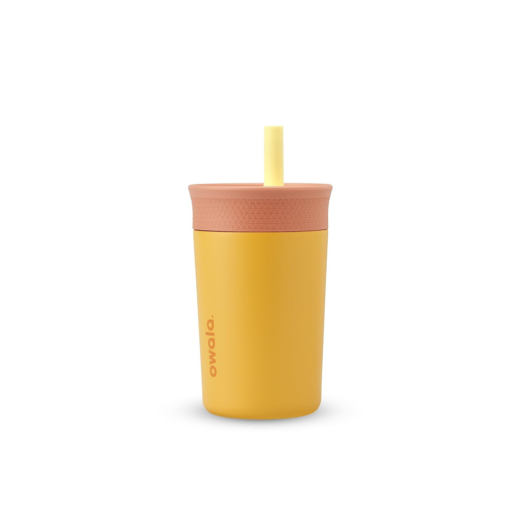 Owala Kids 12 Oz Insulated Tumbler w/ Spill Resistant Straw, Peach & Yellow