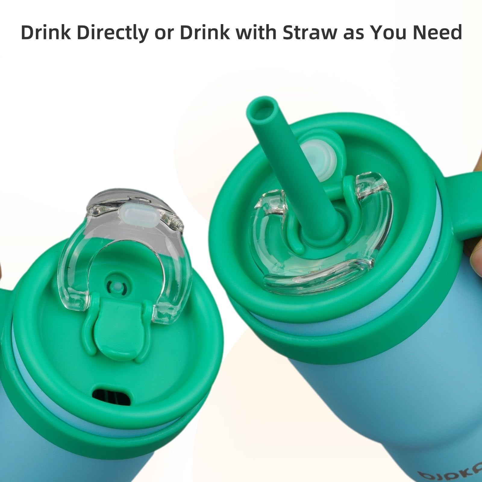 Ice Blue 14 Oz Insulated Tumbler w/ Straw & Handle, Stainless Steel