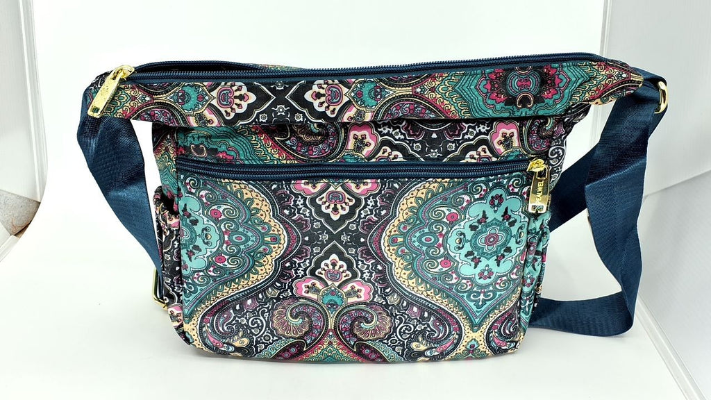 Pealwel Women's Crossbody Handbag, Lightweight Nylon, Black & Blue