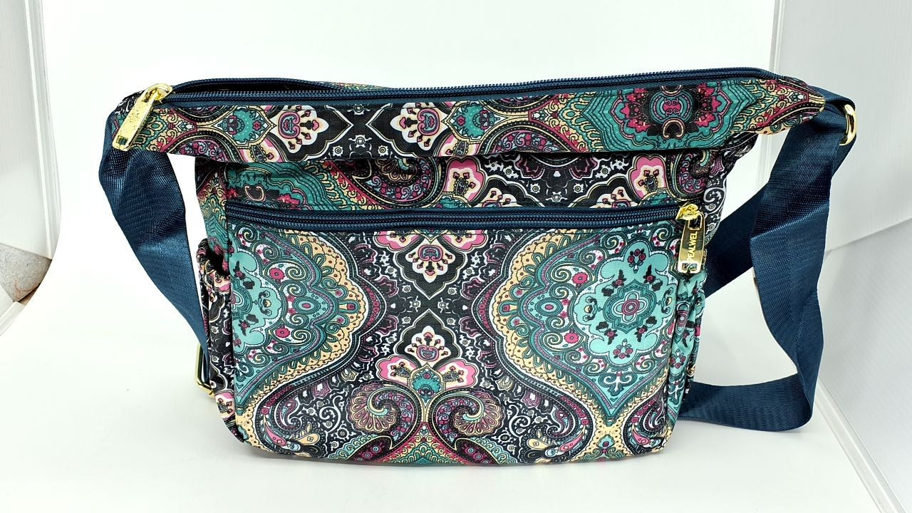 Pealwel Women's Crossbody Handbag, Lightweight Nylon, Black & Blue