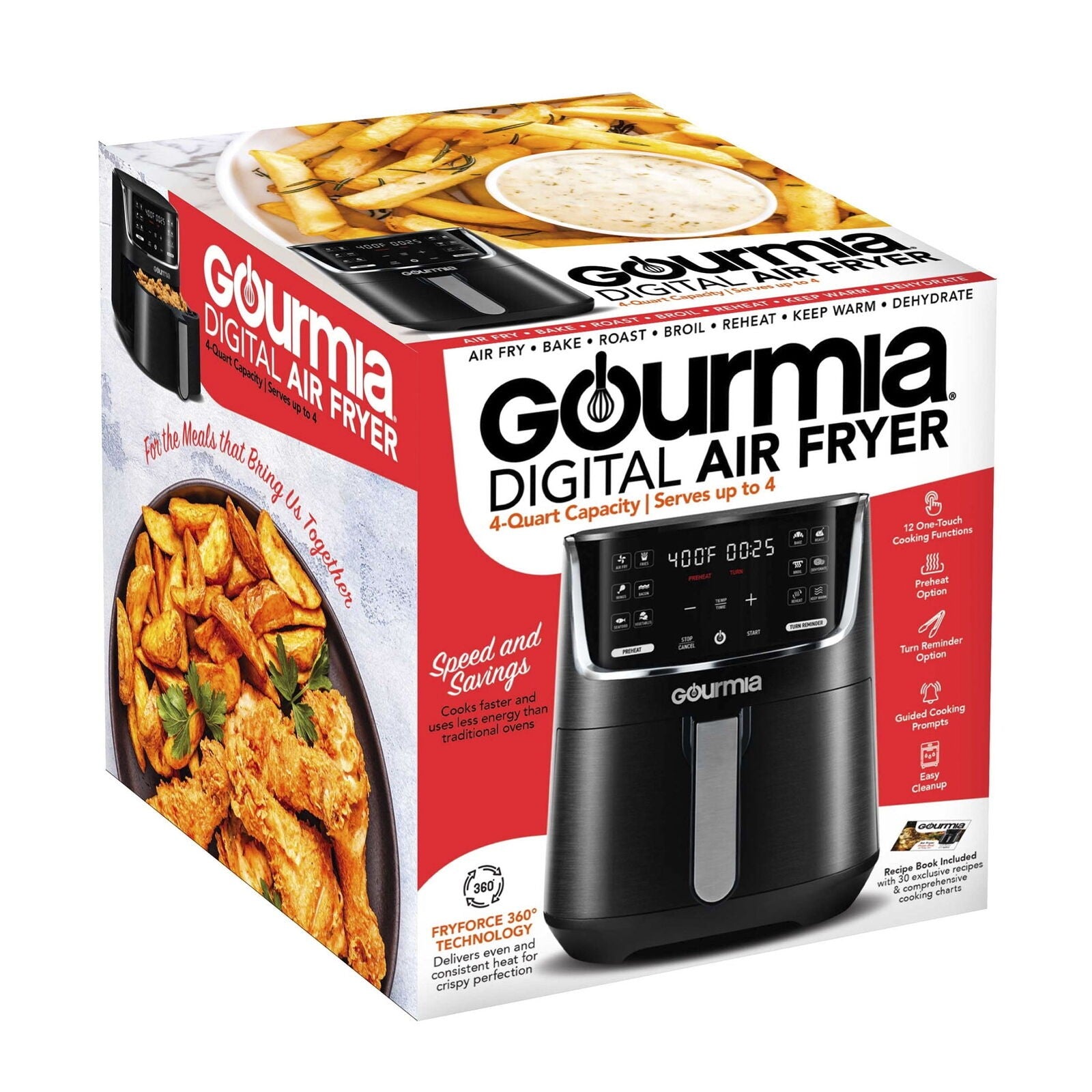 4Qt Gourmia Digital Air Fryer w/ 12 One-Touch Settings GAF414