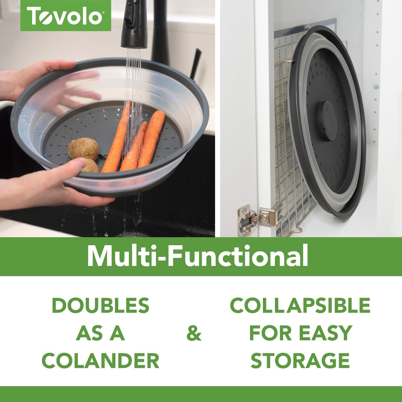 Microwave Splatter Cover - Large Charcoal Silicone, Vent & Collapsible