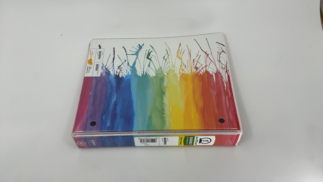 Avery 5.5x8.5 Mini Binder w/ 1" Gap Free Rings, Rainbow Color
