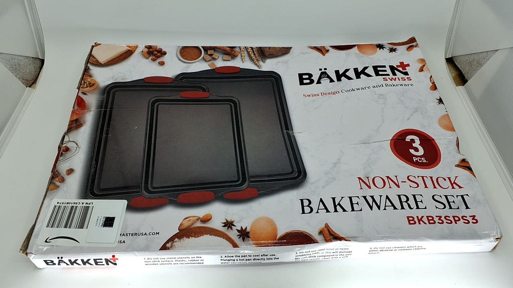 3 Piece Cookie Sheet Set - Non-Stick Carbon Steel w/ Silicone Handles