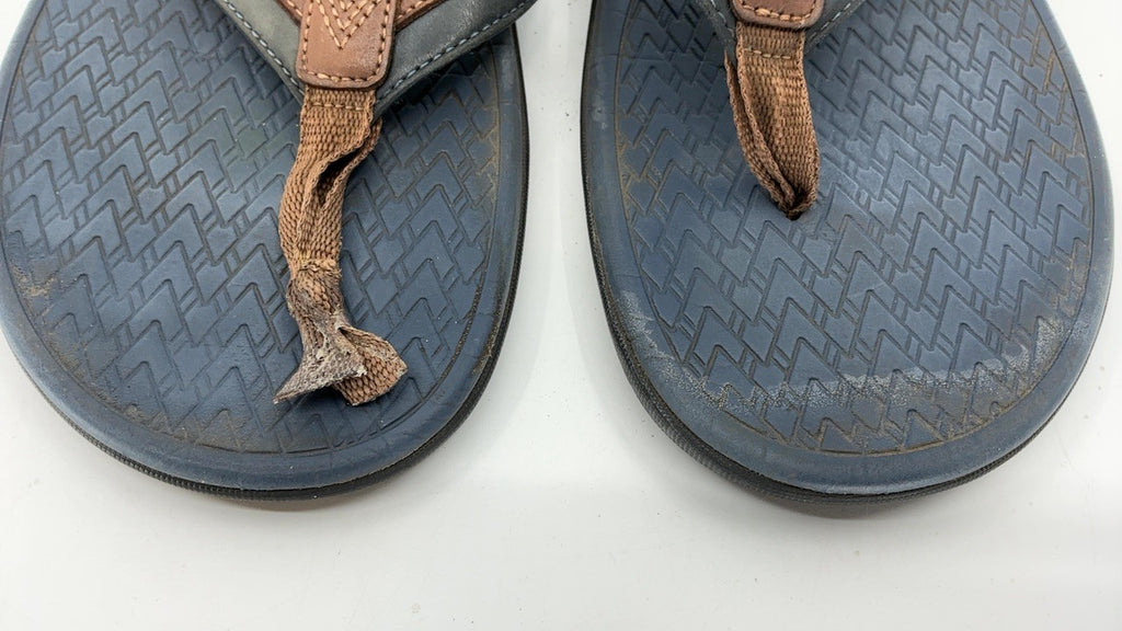 Vionic Mens Tide II Flip-Flop Navy/Brown 13 M