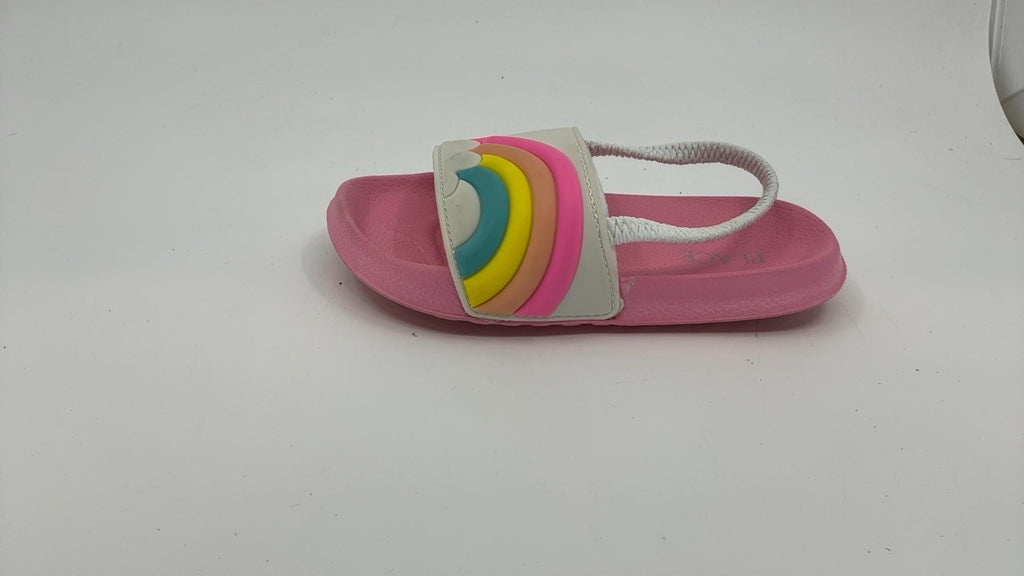 Baby Girls Toddler Slide Sandals w/ Backstrap, Rainbow Wave, Size 10