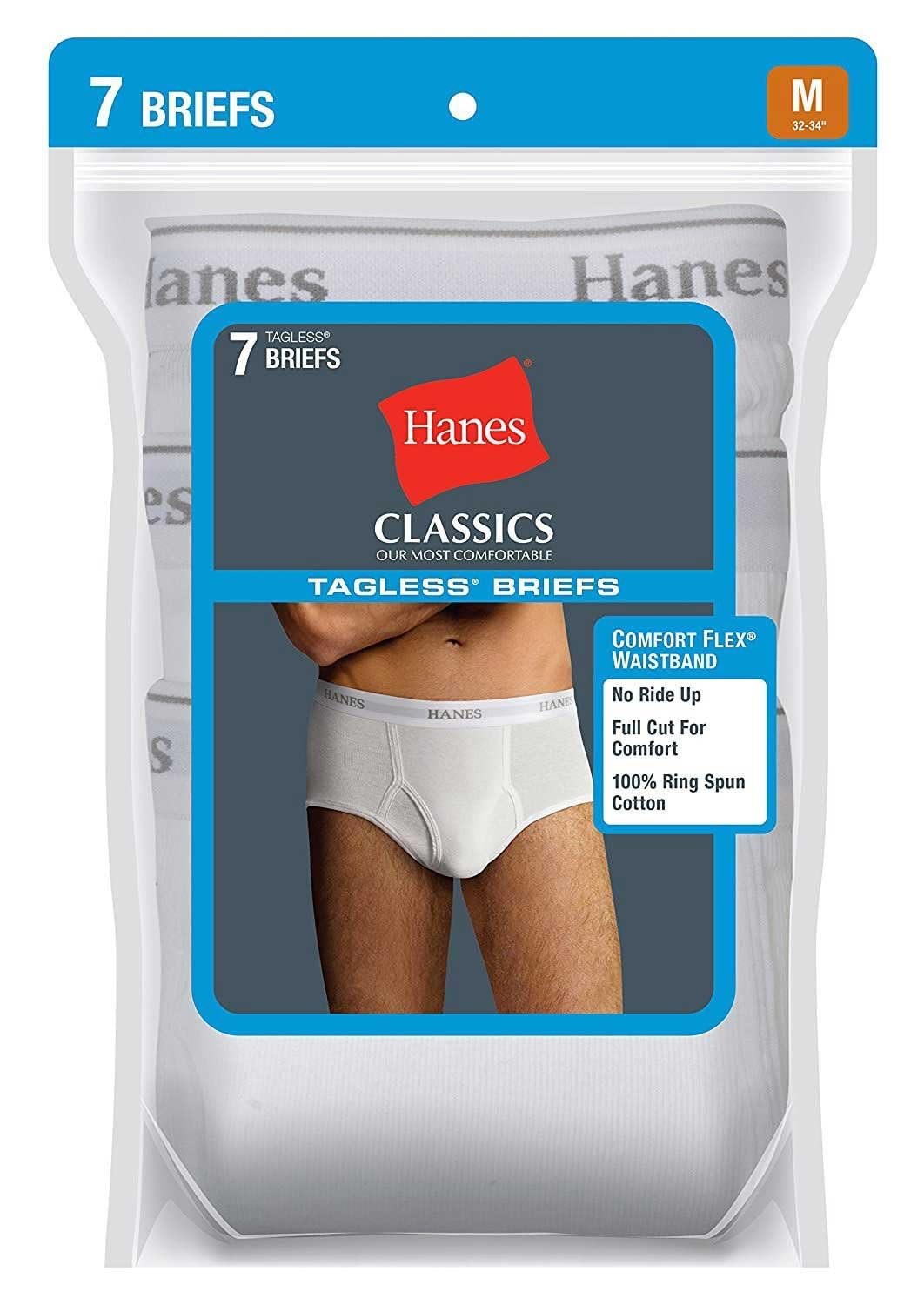 Hanes Comfortflex Waistband Briefs, White 7 Pack, Large