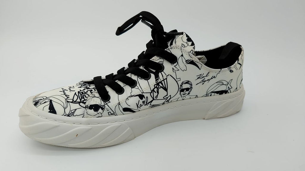 Karl Lagerfeld Paris Men's Logo Rubber Sole Low Top Sneaker, White, 9