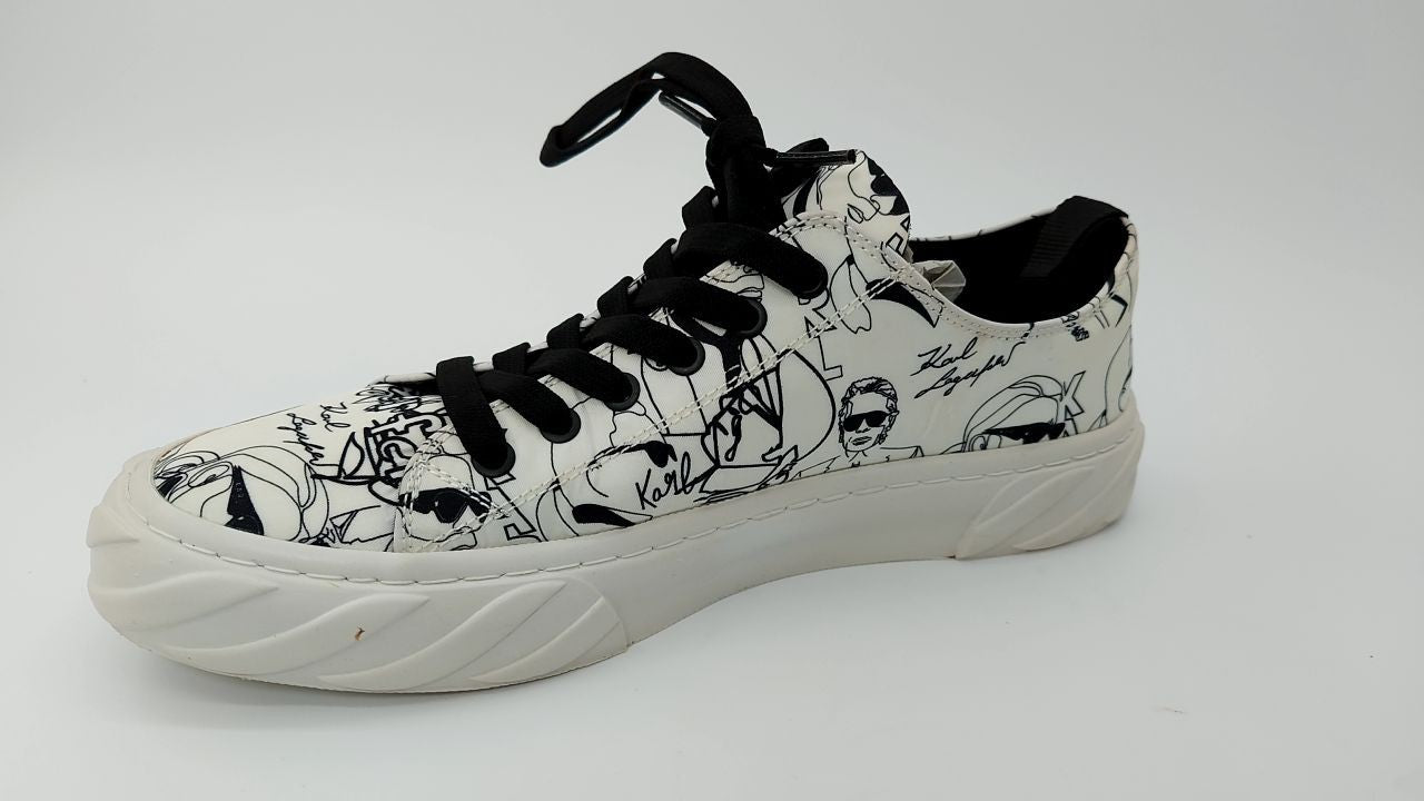 Karl Lagerfeld Paris Men's Logo Rubber Sole Low Top Sneaker, White, 9